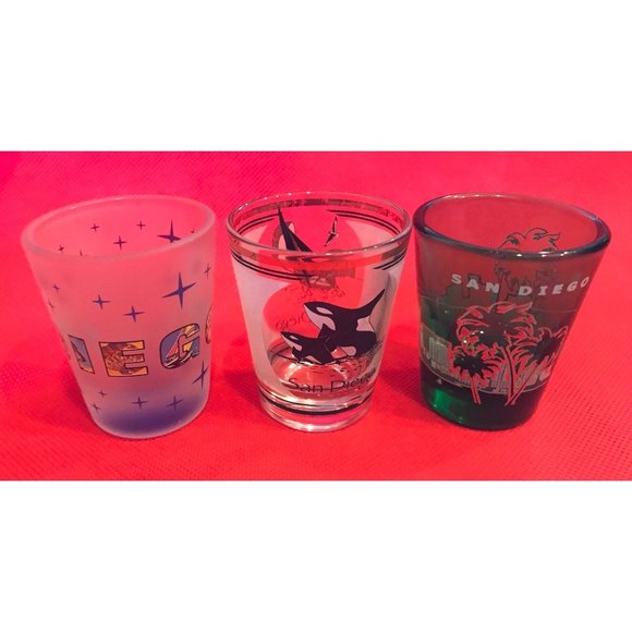 3 SAN DIEGO SHOT GLASSES SHOTGLASSES, FREE SHIPPING - Picture 1 of 2